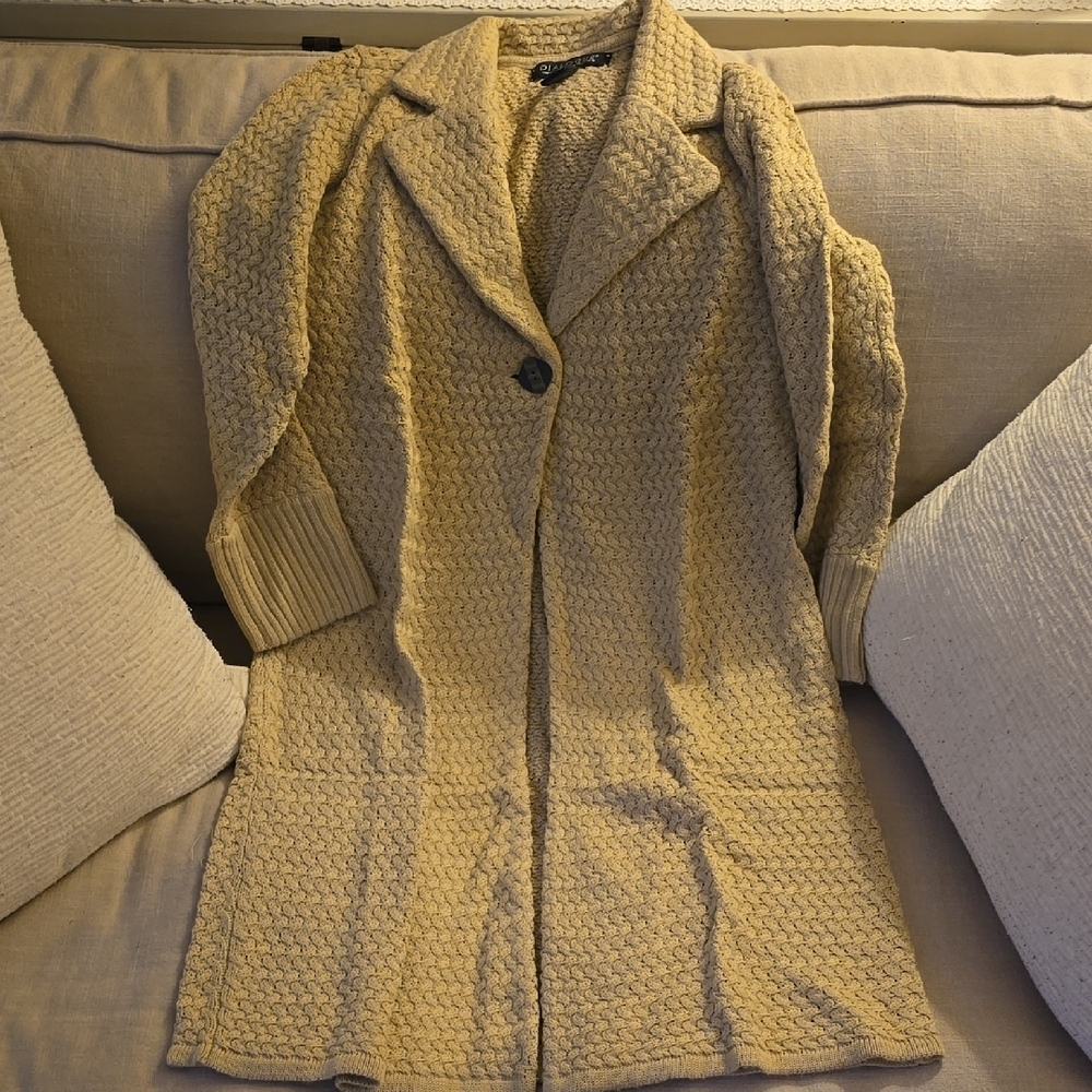 Dialogue Cozy Knit Tan Cardigan S